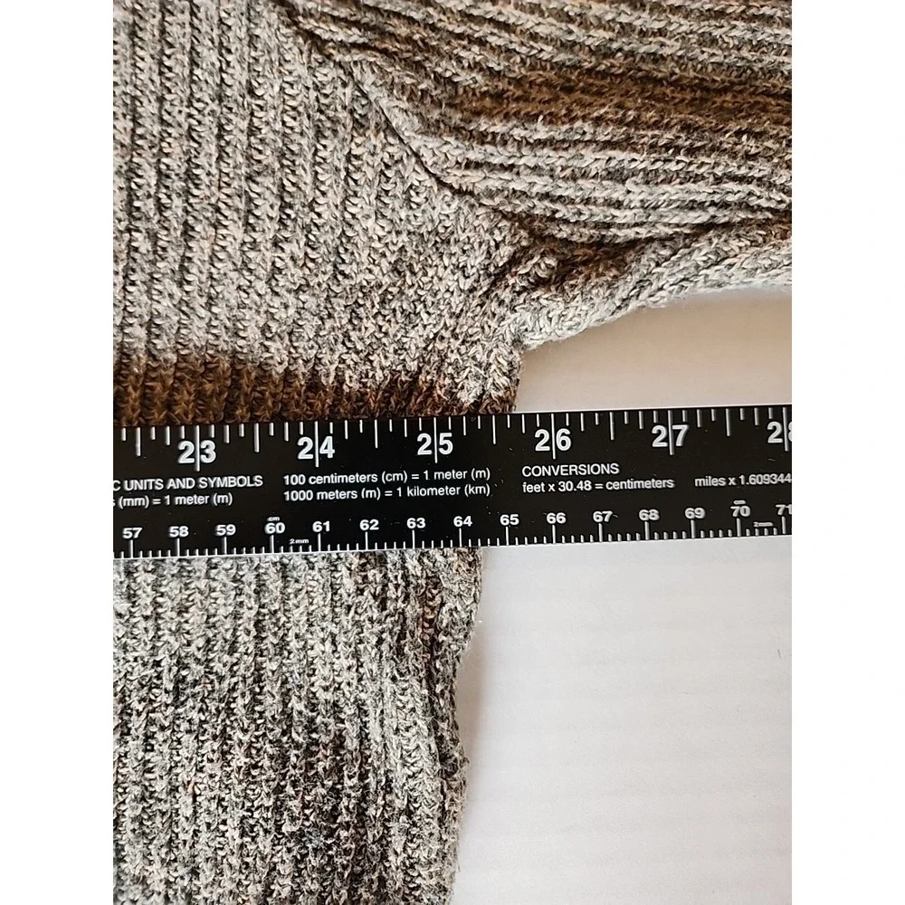 Vintage LL Bean Mens Sweater M Gray Tan Chunky Ribbed Knit Slouchy Indie‎ Preppy